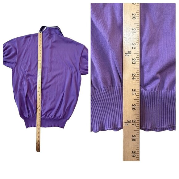 Plan C Striped Collar Cotton Knit Polo, Lavender, Size 42 IT, New with tag - Picture 15 of 15